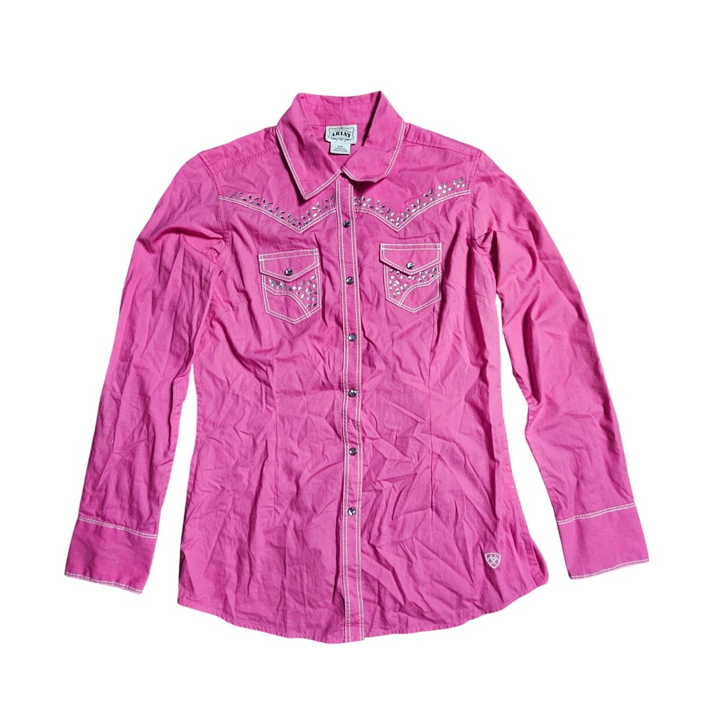 Ariat Lilian Western Pearl Snap Long Sleeve‎ Bejeweled Shirt S Boho Granola Chic